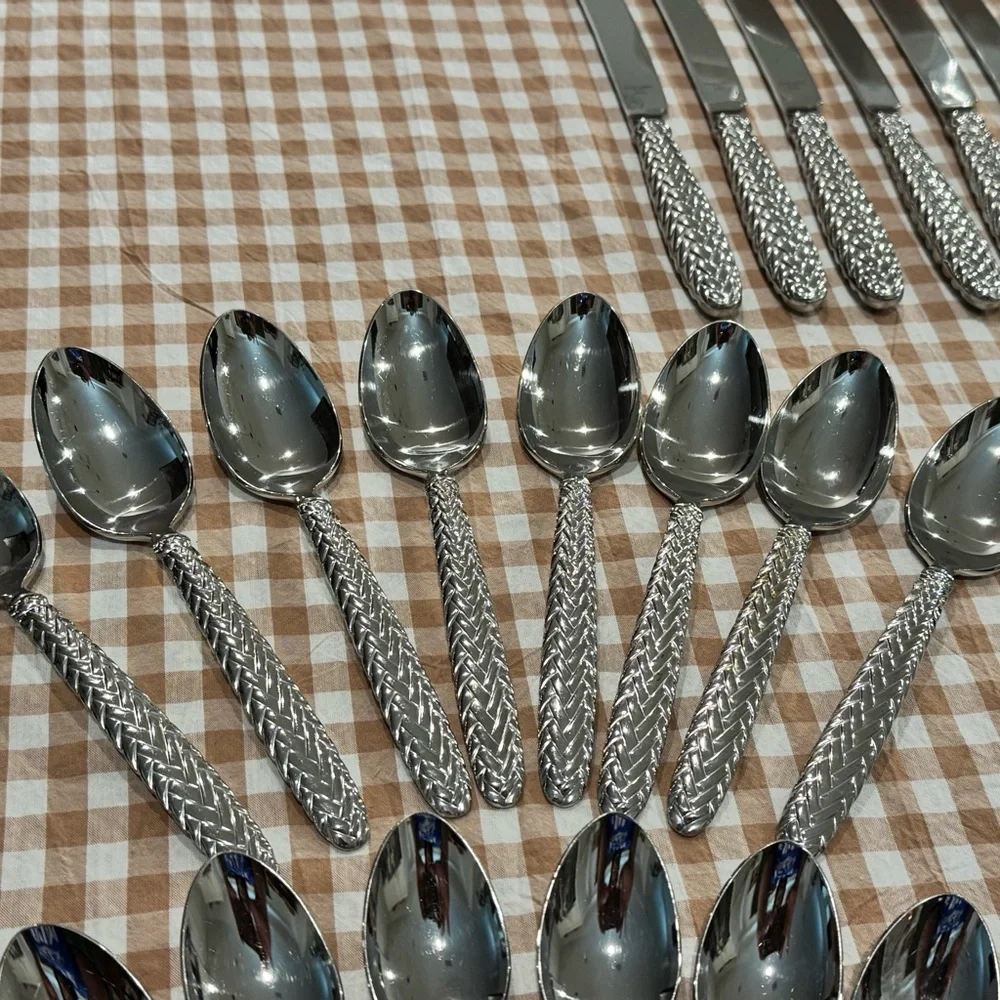RALPH LAUREN - EQUESTRIAN BRAID - 1991 Japan Silverware FLATWARE Service for 8